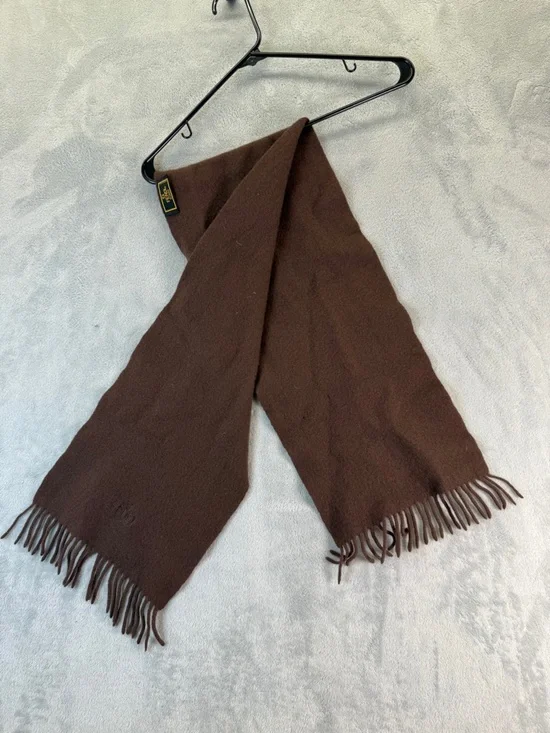 Fendi Brown Wool Scarf 48" Yellow Black Fendi Tag - Picture 1 of 6